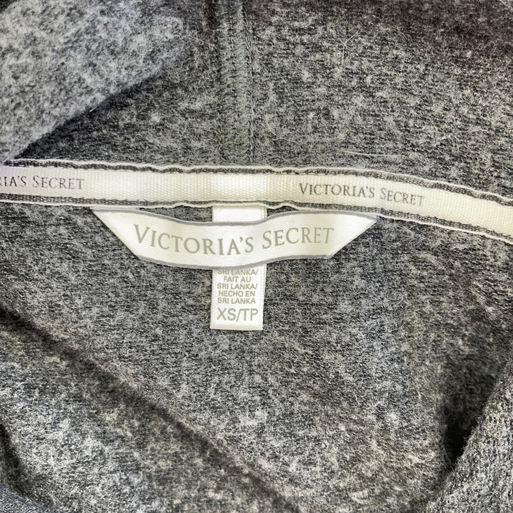 VICTORIA’S SECRET Black Pink Snowflake Cropped Hoodie Sweatshirt Size XS - Picture 7 of 10